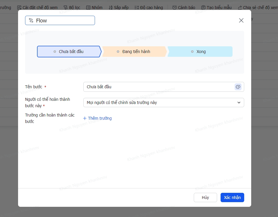 bổ sung trường flow